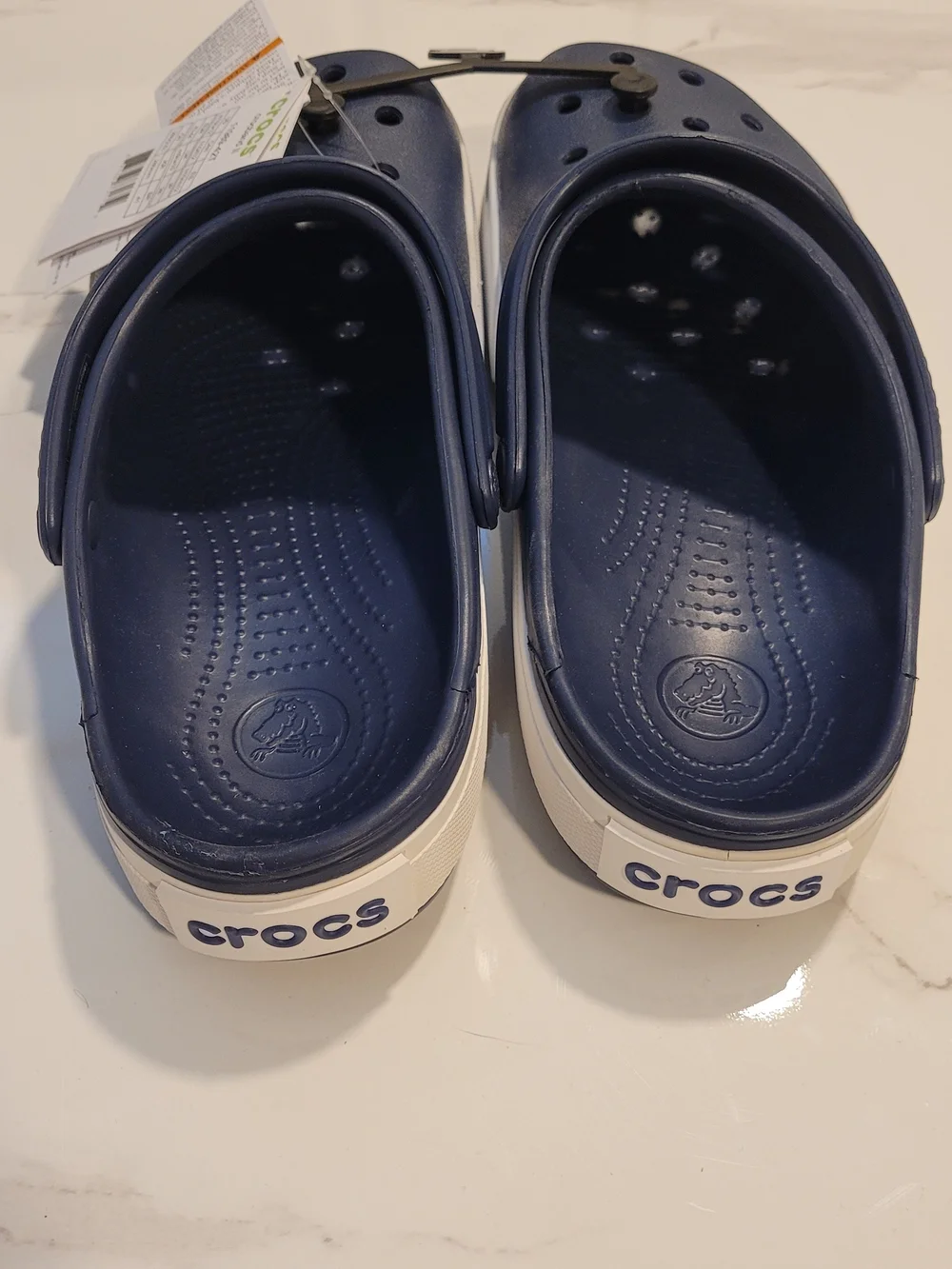 CROCS Navy and White Classic Clog Slide